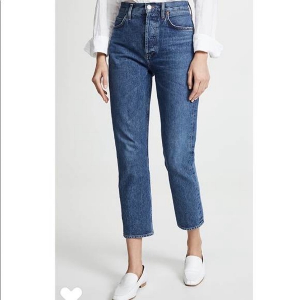 AGOLDE Riley High Rise Straight Crop Air Blue Jeans Denim Pants Capsule Basic 24